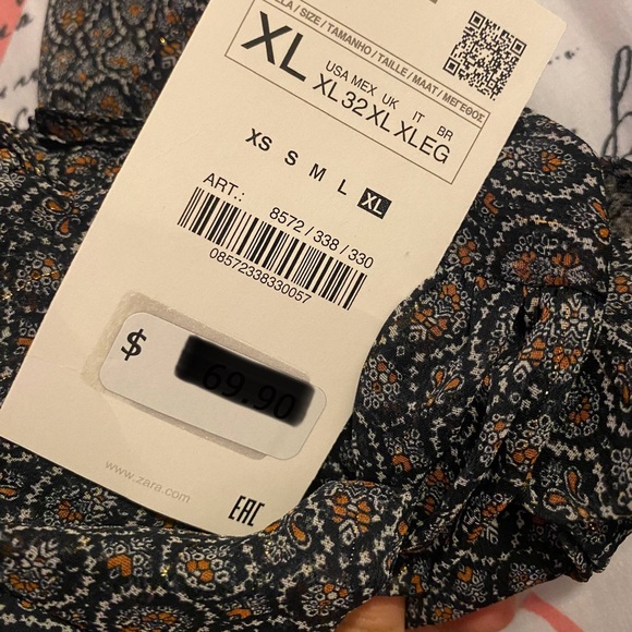 Zara Printed Jumpsuit Dress with Bow Tie NWT - Picture 8 of 9